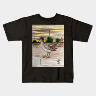 New Mexico state bird and flower, the roadunner and yucca flower Kids T-Shirt